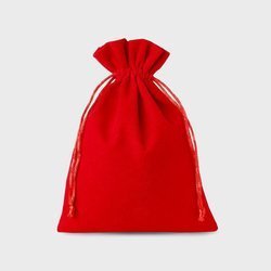 Opakowanie na prezent – średni woreczek welurowy czerwony, 22 x 30 cm