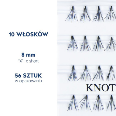 Sztuczne rzęsy KĘPKI bez węzła, 20 włosków – 8 mm (X) – Lovenue by Magda Pieczonka